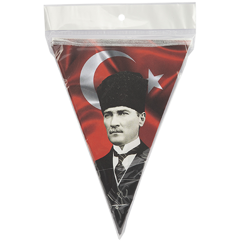 ATALI BASKILI ÜÇGEN BAYRAK FLAMA