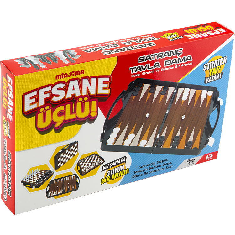 EFSANE ÜÇLÜ SATRANÇ-TAVLA-DAMA ZEKA OYUNU EFSANE ÜÇLÜ SATRANÇ-TAVLA-DAMA ZEKA OYUNU