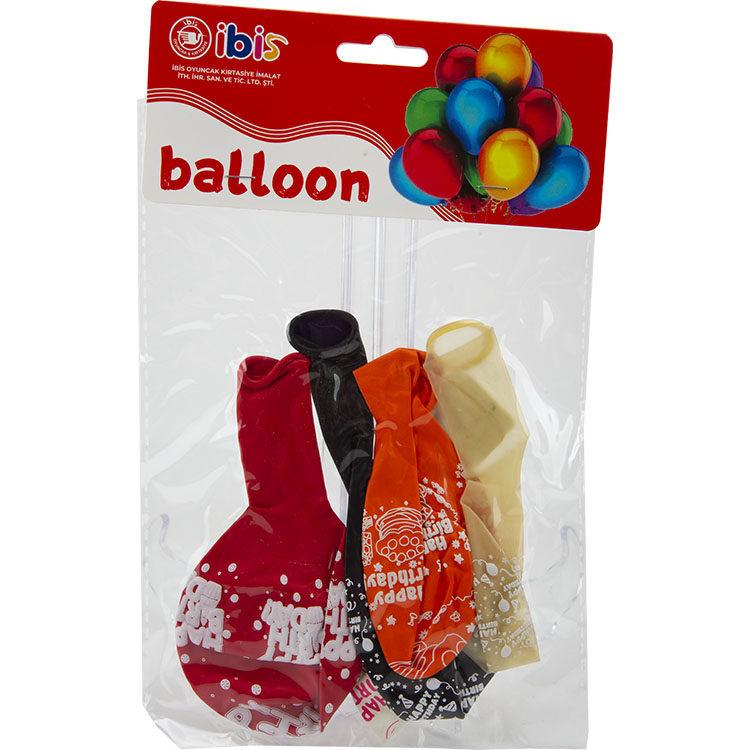 5'Lİ İTHAL HAPPY BİRTHDAY DESENLİ BALON İBİS-1129-1