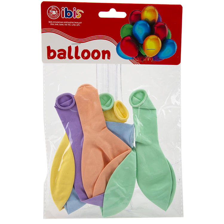 5'Lİ İTHAL PASTEL TEK RENK BALON İBİS-1129-4