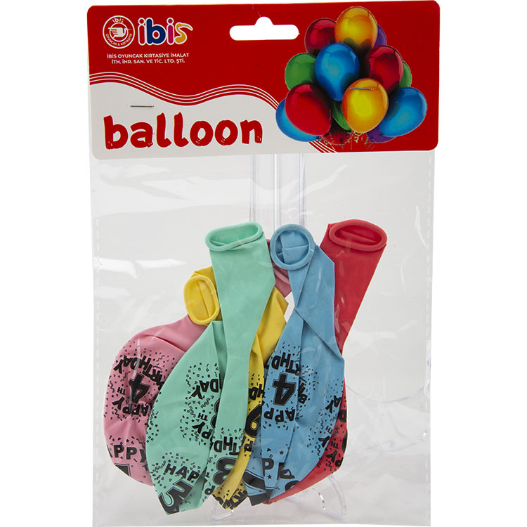 5'Lİ İTHAL RAKAMLI HAPPY BİRTHDAY BALON İBİS-1129-9