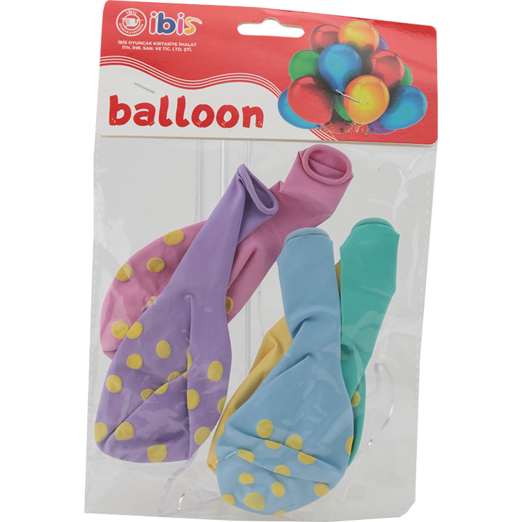 5'Lİ İTHAL ÇEPEÇEVRE PUANTİYE DESENLİ BALON İBİS-1129-14