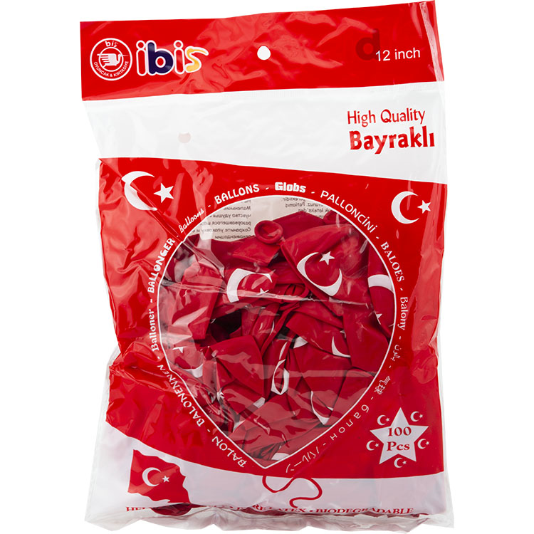 İBİS BAYRAK BASKILI BALON 100'LÜ