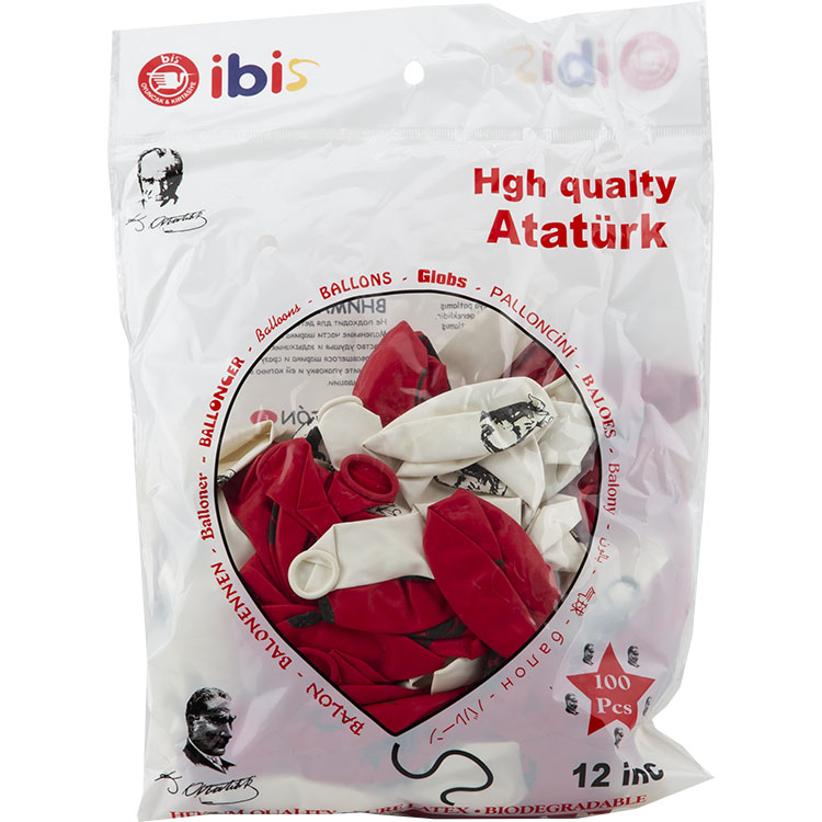 İBİS ATATÜRK BASKILI BALON 100'LÜ