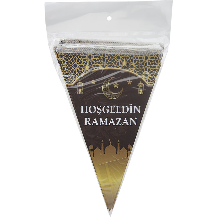 HOŞGELDİN RAMAZAN BASKILI ÜÇGEN BAYRAK FLAMA